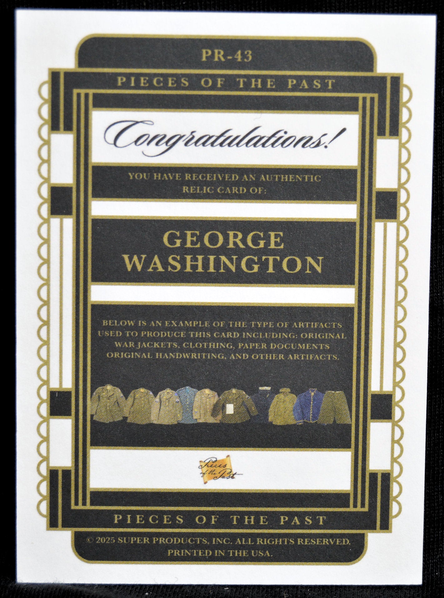 George Washington - Relic Card, 2025 Pieces of the Past