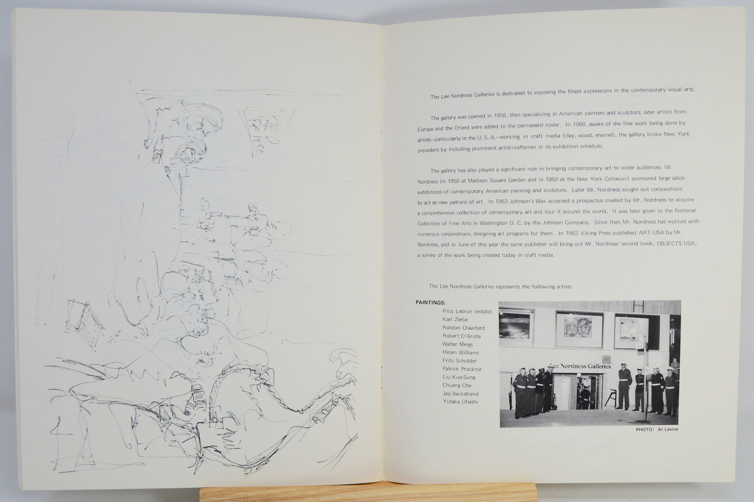 Open book with illustrations and text on a white background