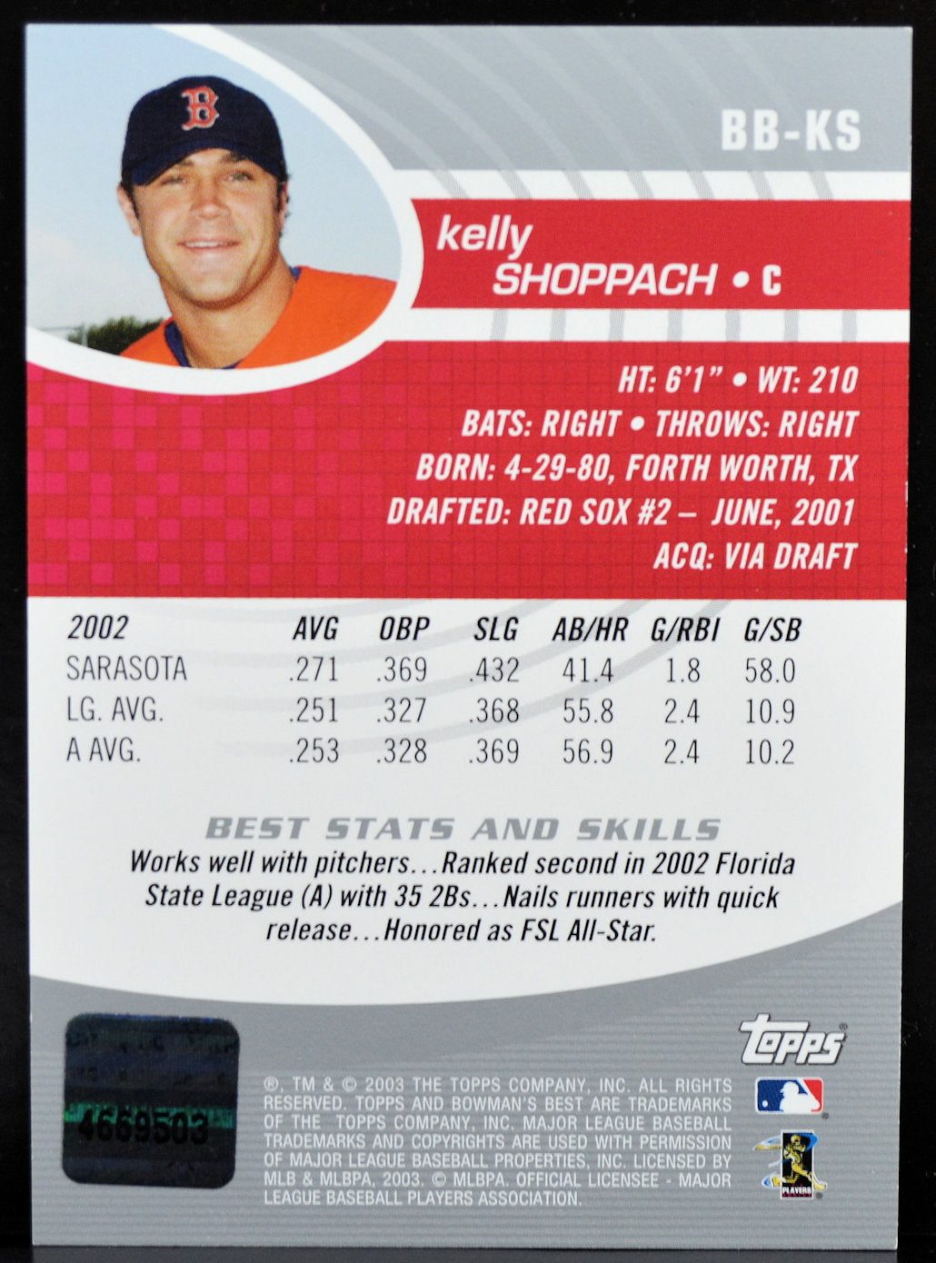 Shoppach, Kelly - 2003 Bowman's Best Auto