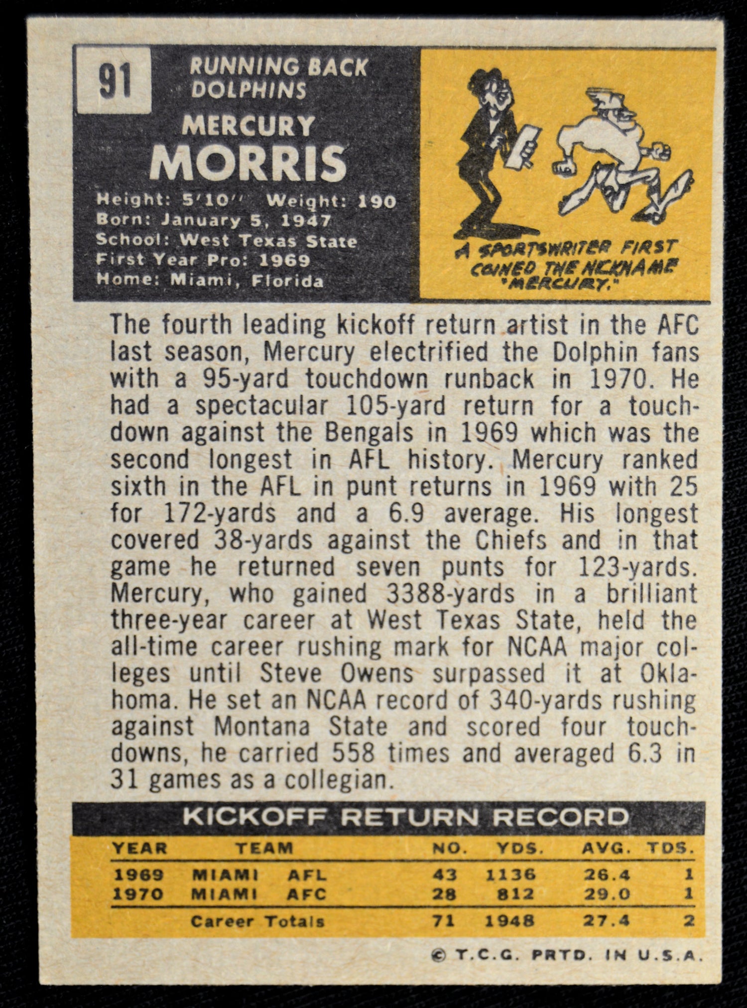 Morris, Mercury - 1971 Topps