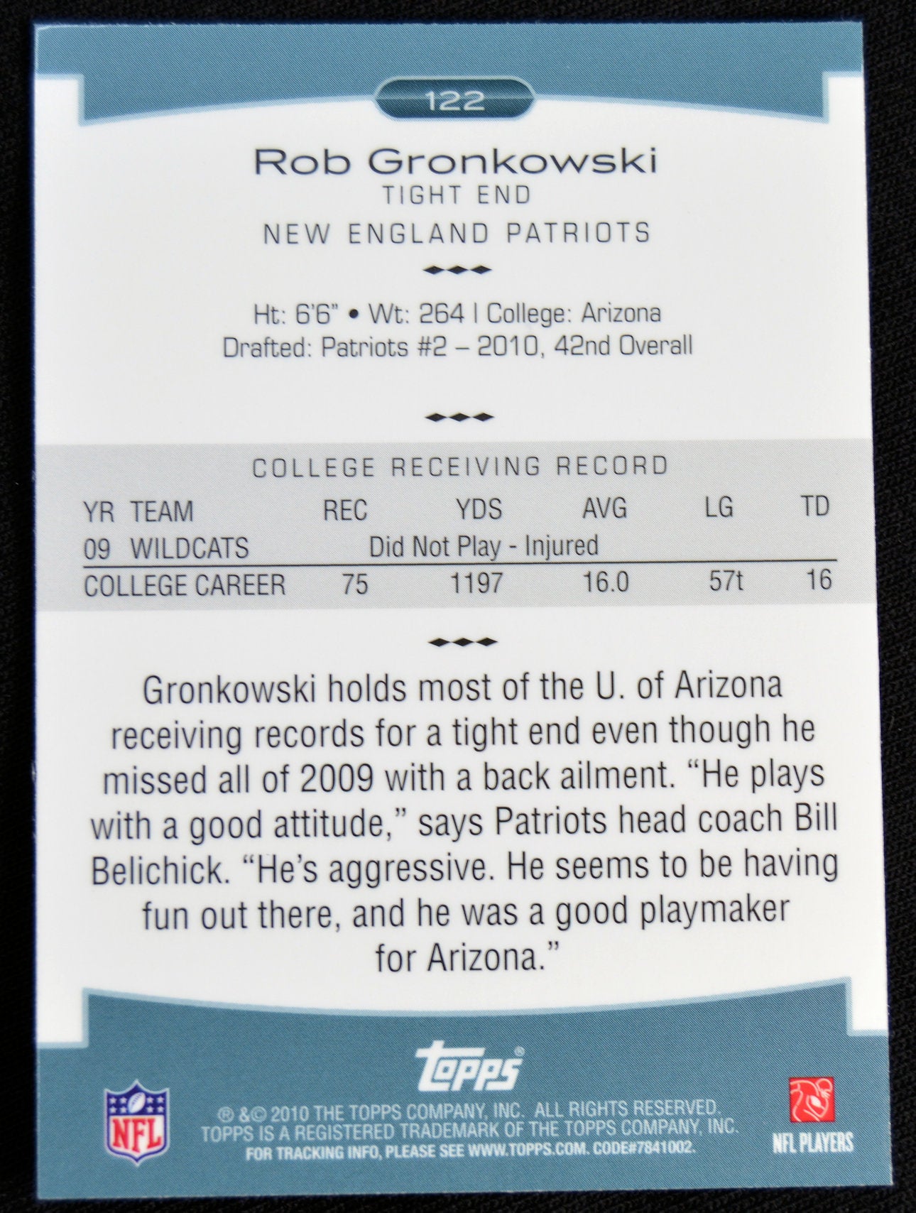 Gronkowski, Rob - 2010 Topps Platinum RC