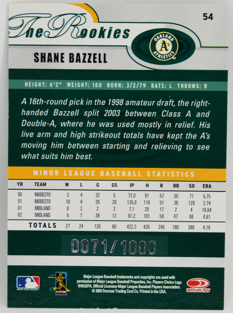 Bazzell, Shane - 2003 Donruss Auto