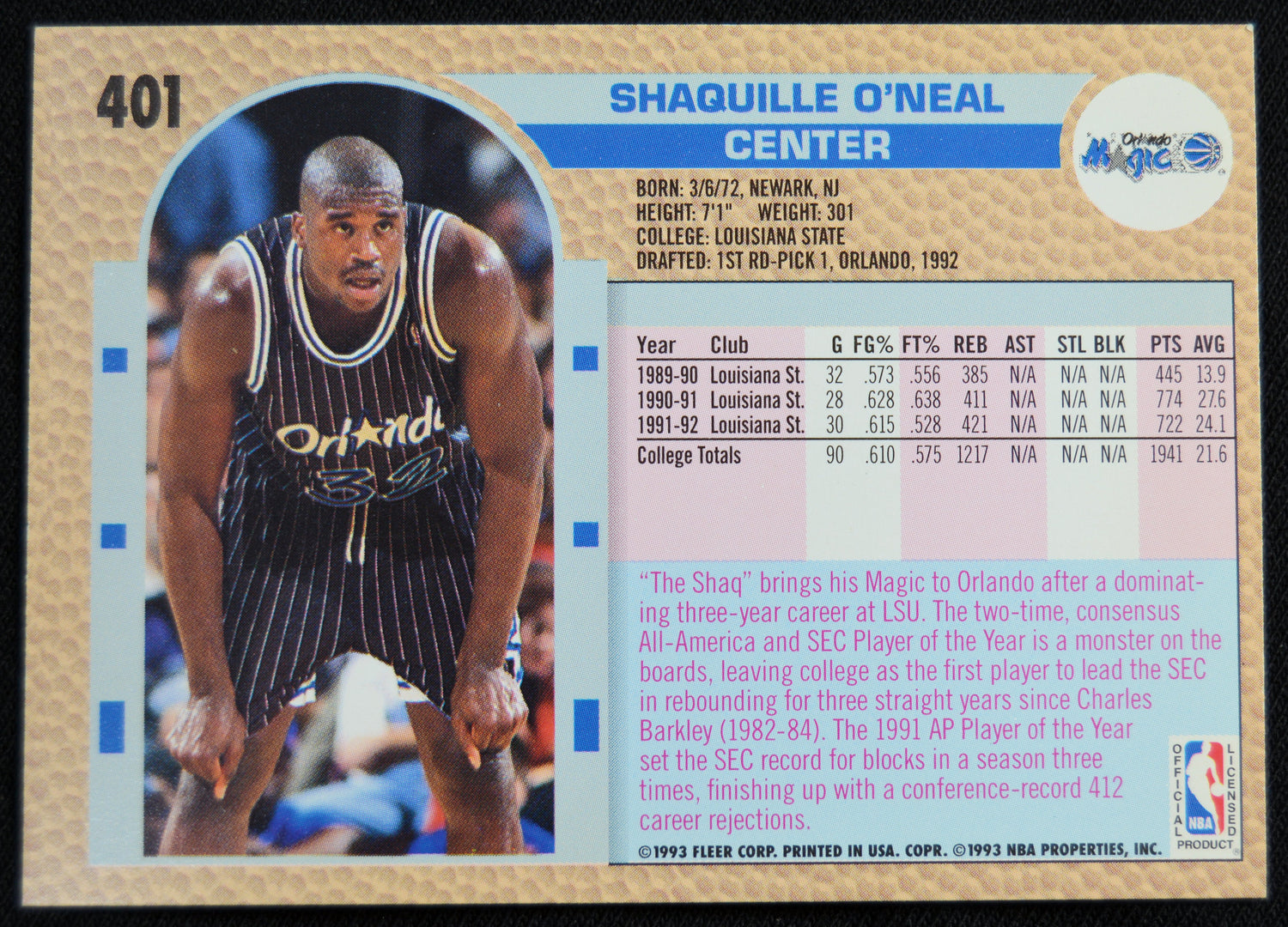 O'Neal, Shaquille - 1992-93 Fleer RC