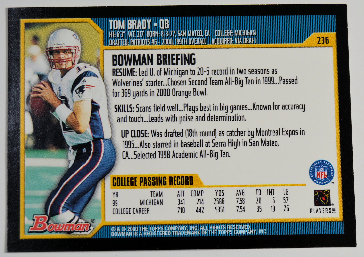 Brady, Tom - 2000 Bowman