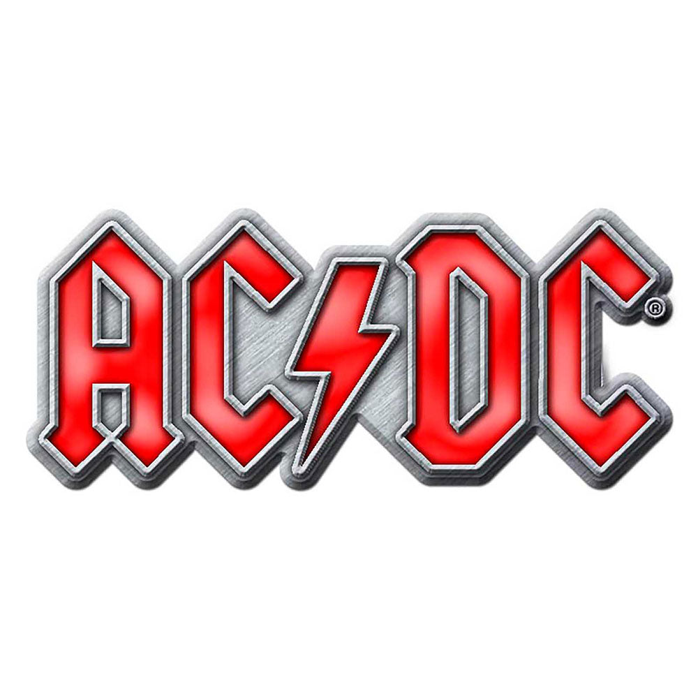 Metal AC/DC Pin featuring fed lettering