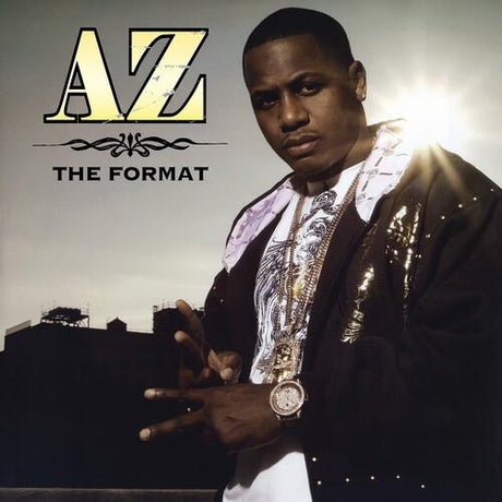 A vinyl record cover featuring the artist name AZ and the title 'The Format'. The cover shows a close-up portrait of a male rapper with a casual outfit and a watch.