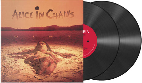 Vinyl record and Album cover for Alice In Chains - Dirt featuring a reddish-toned image of a person lying down with a desert landscape in the background.