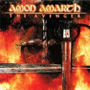 Album cover of Amon Amarth - Avenger vinyl record with a warrior's eye and sword in flames.