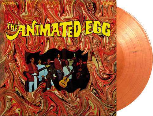 Limited edition orange marbled vinyl LP of 'Animated Egg' with a group photo of the band on the cover.