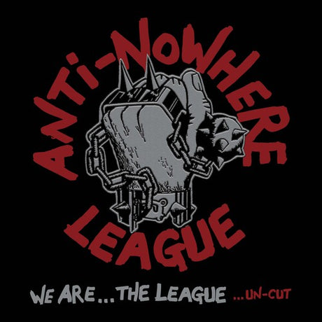 Album cover for 'Anti-Nowhere League' with a central graphic and text on a black background