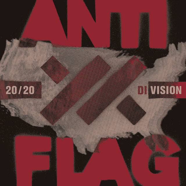 Record cover with the text 'ANTI FLAG' and '20/20 DIVISION' on a red background with a map of the United States in the center.