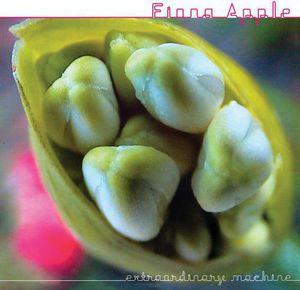 A close-up photograph of a green apple blossom with a pinkish-red stem, labeled as 'Fiona Apple - Extraordinary Machine'.