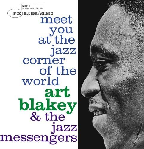 Album cover with text 'meet you at the jazz corner of the world' and a profile of a person, featuring Art Blakey & the Jazz Messengers.