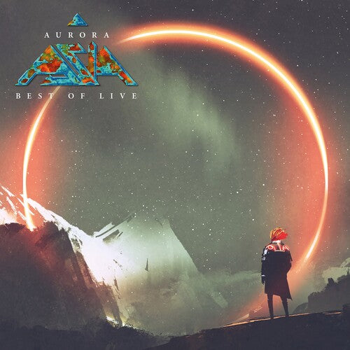 Album cover art for Asia - Aurora: Best Of Live featuring a person looking at a celestial scene with a ring around a star.