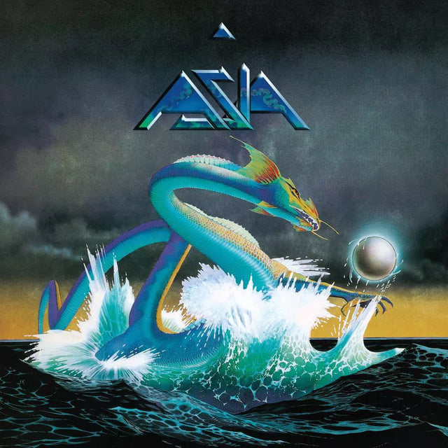 Album cover art for Asia's self-titled album featuring a dragon amidst stormy waters.