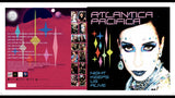 Album cover with stylized face, colorful geometric shapes, and text 'Atlantica Pacifica Night'.