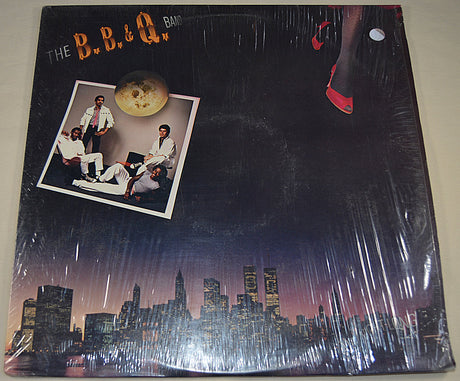 Used vinyl record of B.B. & Q. Band titled 'All Night Long' with a photograph of the band members on the cover.