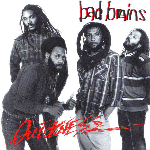 Album cover featuring four individuals with text 'bad brains' and 'Outlawz' on a white background.