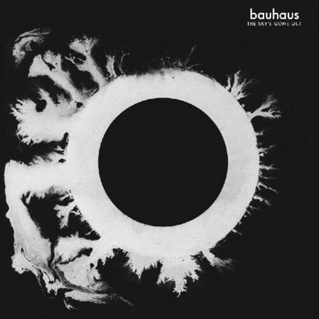 Vinyl record album cover for Bauhaus - The Sky's Gone Out with a black and white image of a sun setting or rising through a keyhole.