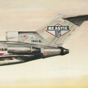 Album cover art for Beastie Boys - Licensed To Ill featuring a stylized airplane with the Beastie Boys logo on its tail.