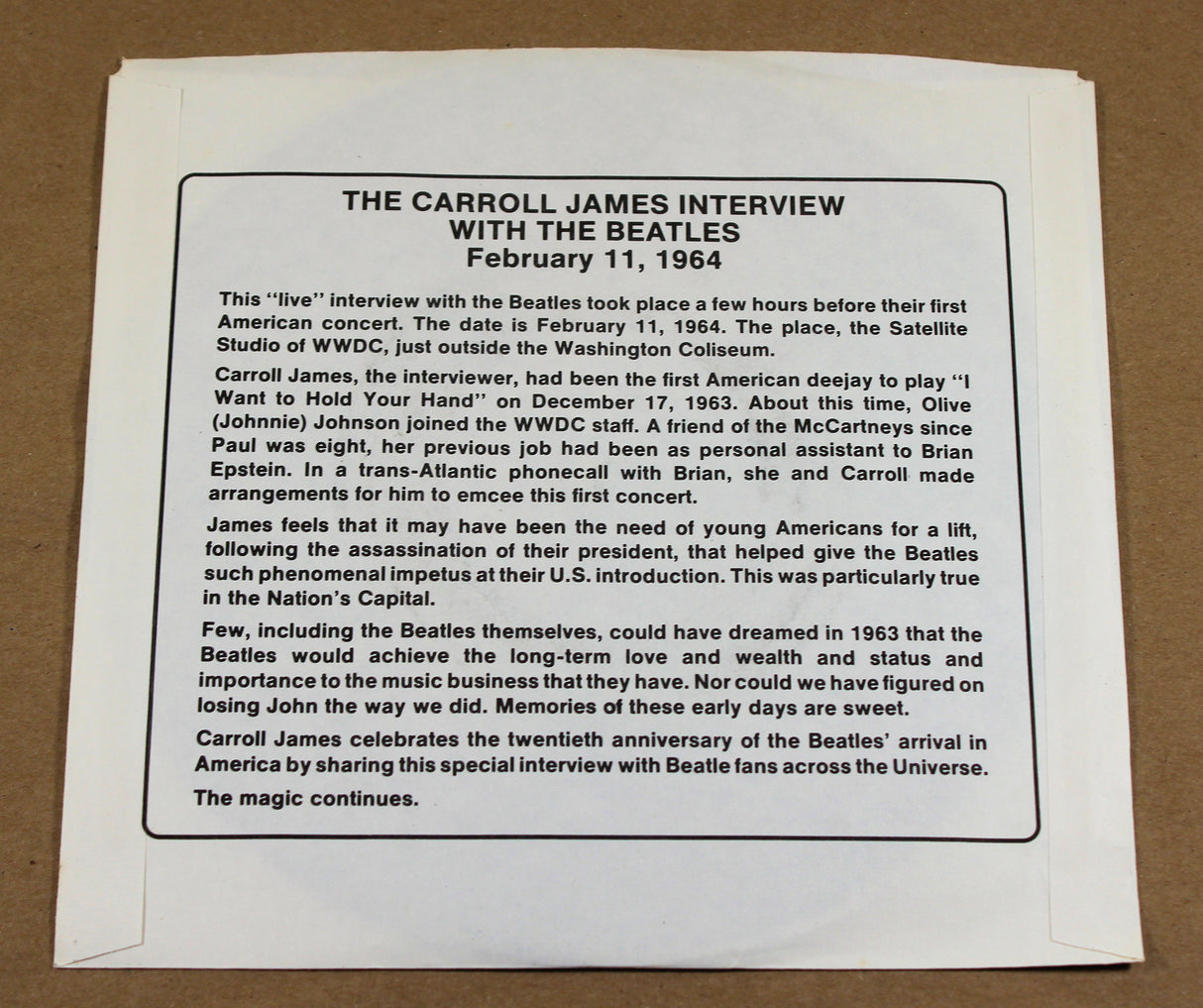 Beatles, The - Carrol James Interview