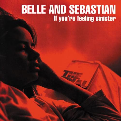 Album cover for Belle & Sebastian's 'If You're Feeling Sinister' featuring a red-tinted photograph of a person lying down, looking towards the sky.