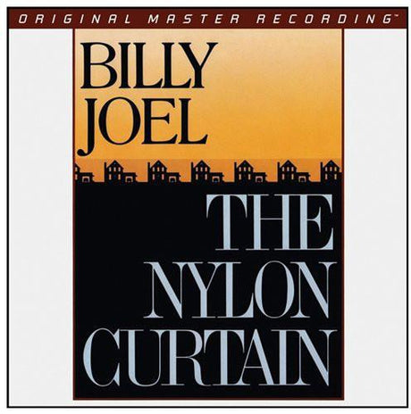 Album cover for 'The Nylon Curtain' by Billy Joel with a cityscape design.
