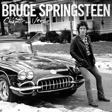 Album cover with a person leaning against a classic car, featuring the text 'Bruce Springsteen Chapter and Verse'.