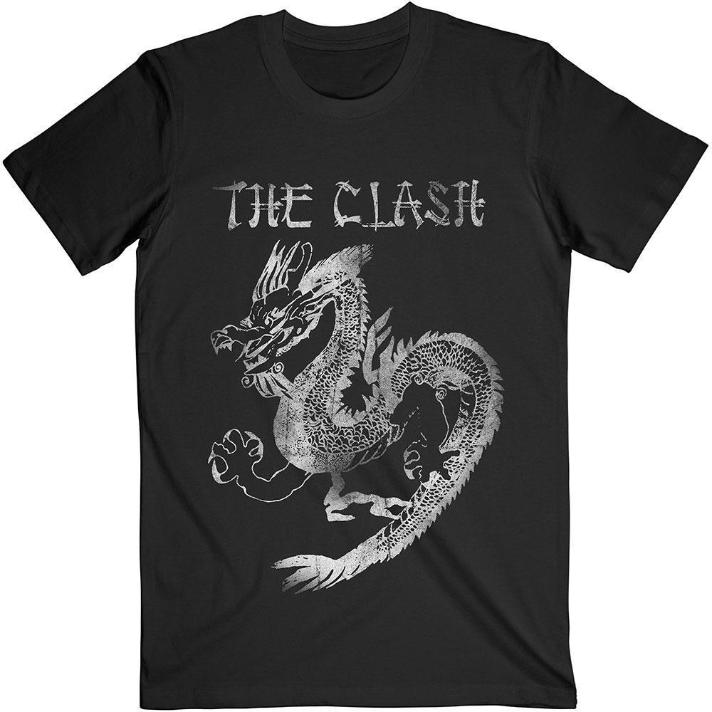 The Clash black t-shirt with dragon image printed on it.
