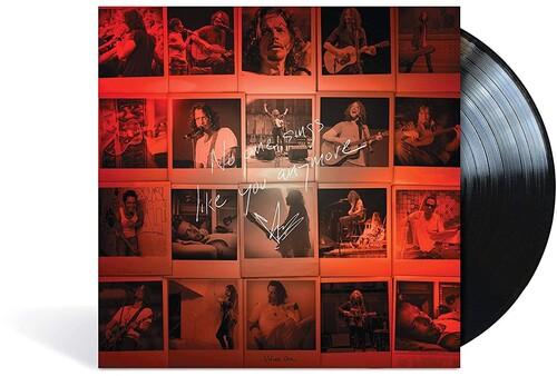 Chris Cornell No One Sings Like You Anymore Vinyl Record and Front Cover featuring pictures of him performing on a red background.