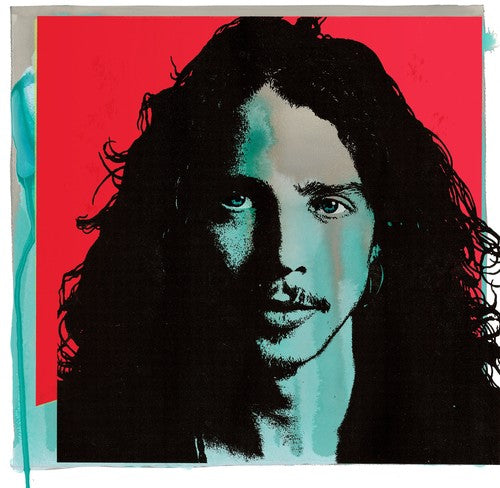 Chris Cornell Self Titled vinyl album cover featuring an illustration of him a stylized portrait with a red and blue color scheme.