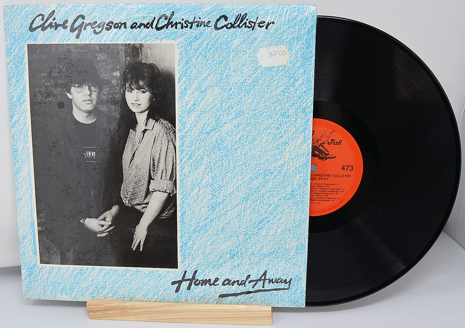 Vinyl record with cover featuring black and white photo of two people and text 'Home and Away'.