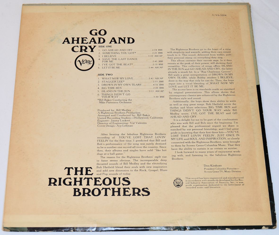 Righteous Brothers - Go Ahead And Cry