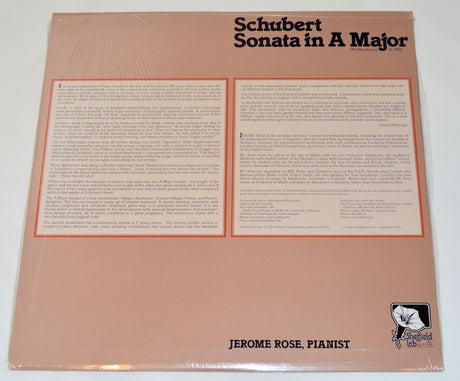 Rose, Jerome - Schubert Sonata In A Major
