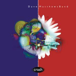 Album cover for 'Crash' by Dave Matthews Band with abstract design on a red and blue background.