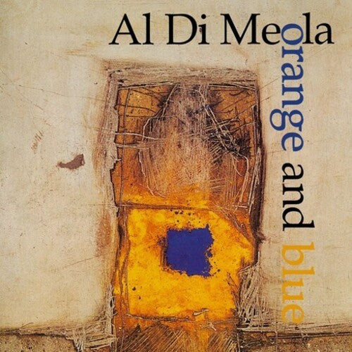 Album cover for Al DiMeola's 'Orange And Blue' featuring a close-up of a guitar with a blue pickguard, primarily in yellow and blue tones.