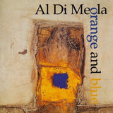 Album cover for Al DiMeola's 'Orange And Blue' featuring a close-up of a guitar with a blue pickguard, primarily in yellow and blue tones.