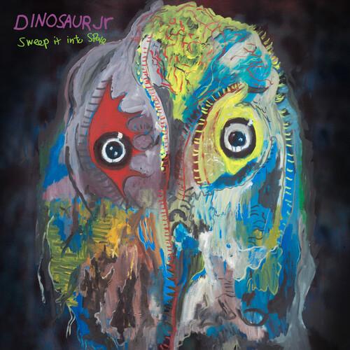 Limited edition vinyl record cover for Dinosaur Jr - Sweep It Into Space featuring abstract art in a colorful, messy style.