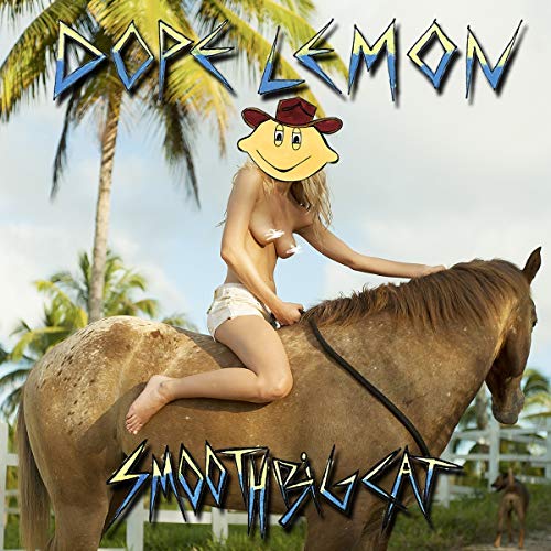 Album cover with a person on a horse, palm trees, and 'Dope Lemon' text.