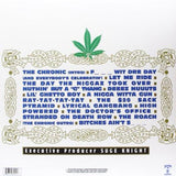 This image features the album cover of "The Chronic" by Dr. Dre, a seminal work in hip hop music released in 1992.
