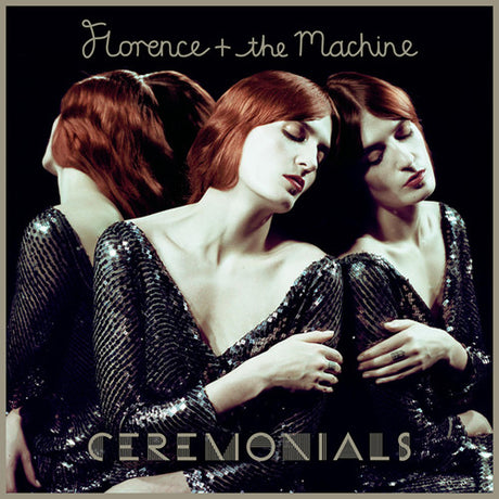 Album cover of Florence & The Machine - Ceremonials featuring three women with red hair, wearing black sequin dresses, in a mirrored pose.