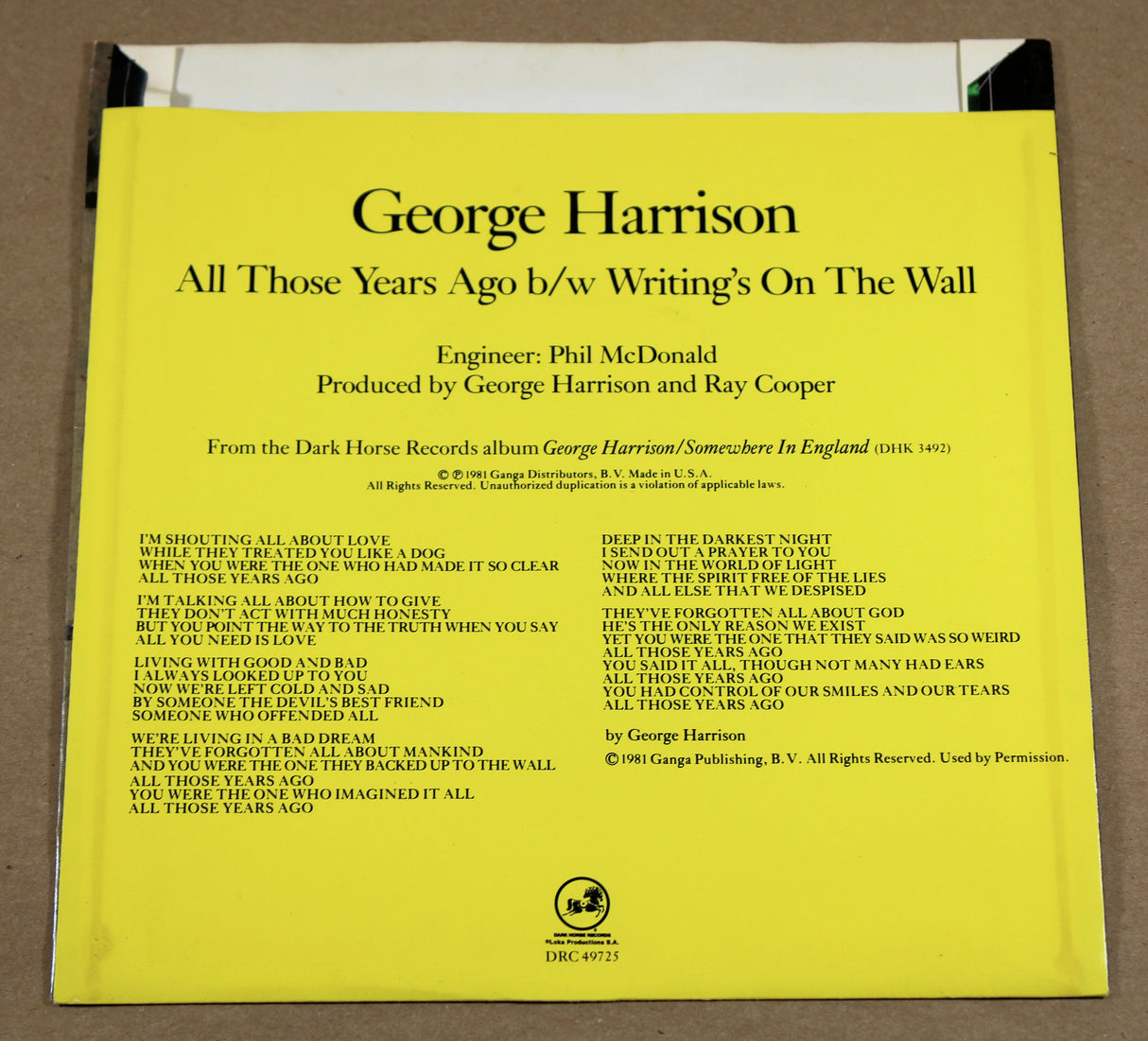 Harrison, George - All Those Years Ago