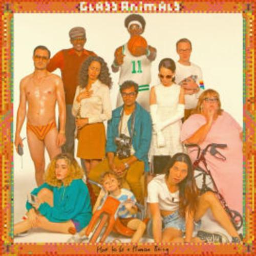 Album cover art for Glass Animals - How To Be A Human featuring a colorful collage of various people sitting and standing.
