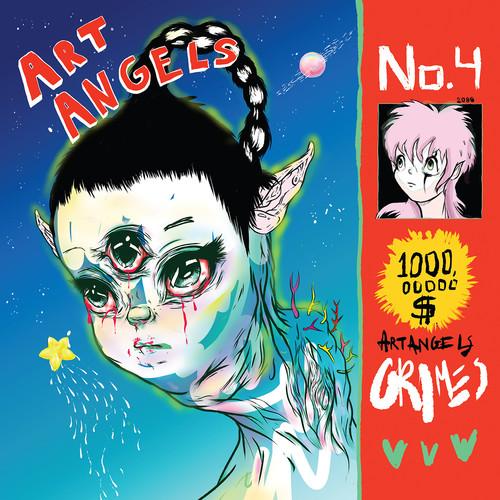 Cover of 'Art Angels No. 4' with a stylized face and text on a blue and red background.