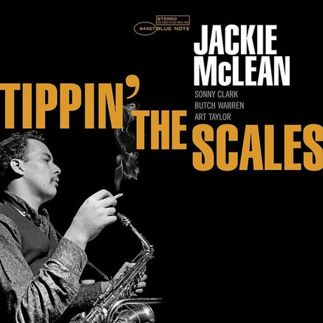 Album cover featuring a saxophonist with text 'Jackie McLean Tippin' the Scales' on a black background.