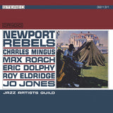 Album cover for 'New Port Rebels' by Jazz Artist Guild featuring photographs of Charles Mingus and Max Roach with the text 'Jazz Artists Guild' and '3211'.