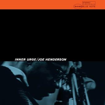 Album cover with a silhouette of a person playing a saxophone against a black background, featuring the text 'Inner Urge / Joe Henderson' and 'Blue Note' logo.