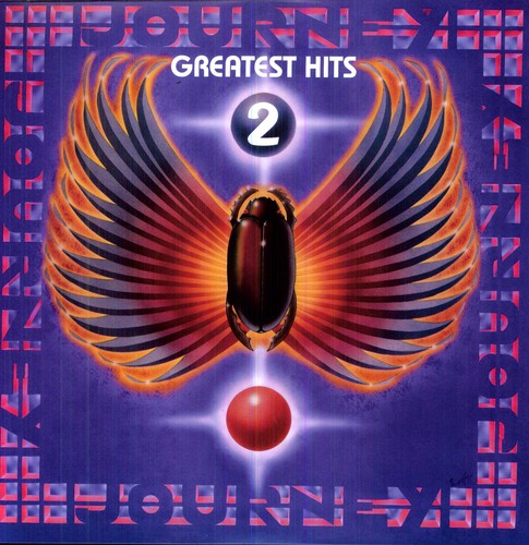 Album cover for 'Journey Greatest Hits 2' with a beetle design and colorful patterns.