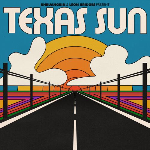 Album cover with 'Texas Sun' text, sunset over a road, and colorful fences.