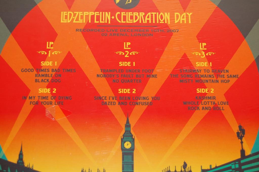 Lists the songs for each side of all three records.